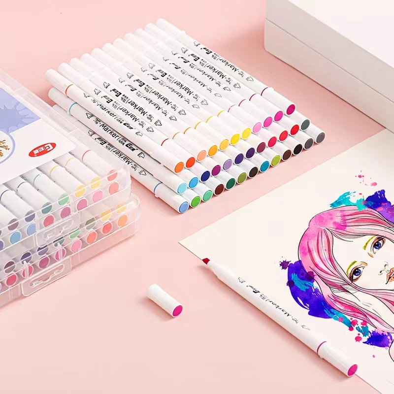 ปากกามาร์กเกอร์ปลายคู่ 36 สี ชุดพร้อมกล่องล็อค