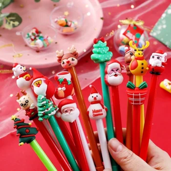 ปากกาหมึกเจลลายการ์ตูนคริสต์มาสสีดํา 50 ชิ้น
