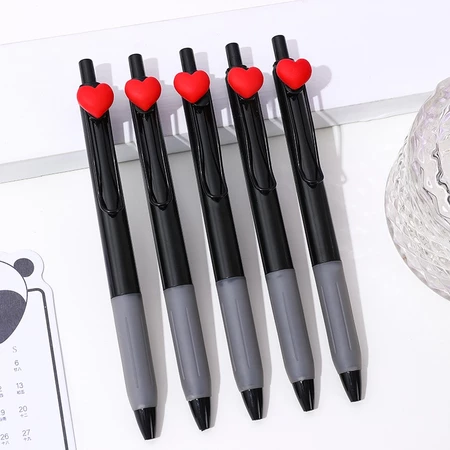 ปากกาเจลน่ารัก Red Love Heart St Nib 0.5 มม. หมึกสีดำ แพ็ค 6 ด้าม