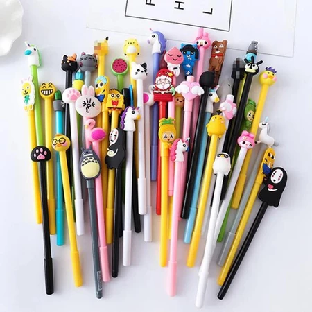 ปากกาเจลแฟนซี ปากกาหัวการ์ตูน คละสีคละลายหมึกสีดำและสีแดง ขายส่ง 100 ด้าม