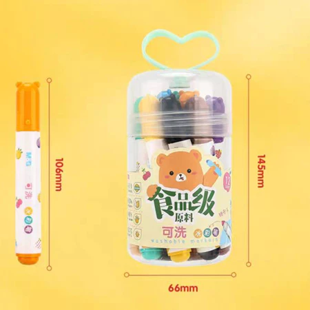 ปากกาเมจิกล้างออกได้ 1 กล่องมี 12 แท่งคละสี
