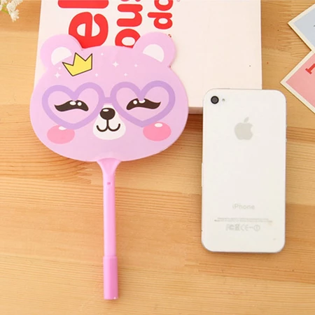 ปากกาพัดลายหน้าเด็กลูกลื่น หมึกสีน้ำเงิน